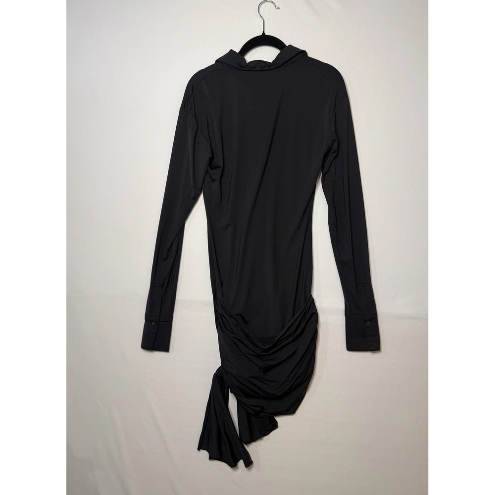 Lioness Soho Mini Dress Onyx Black Ruched Long Sleeve NWT Women's US 4 - Picture 4 of 5